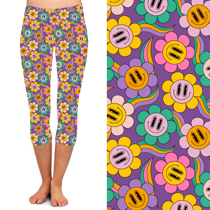 24/7 Capri Leggings β Smiley Sunflowers - Image 3