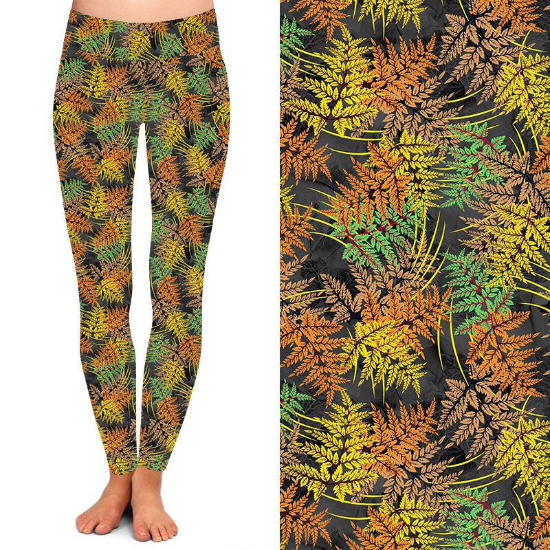 24/7 Full Length Leggings – Autumn Ferns Pattern - Image 2