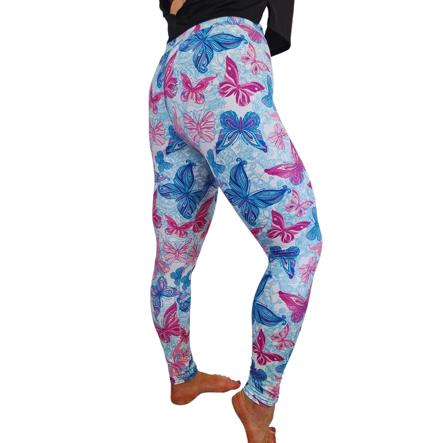 24/7 Full Length Leggings – Pastel Butterflies - Image 2