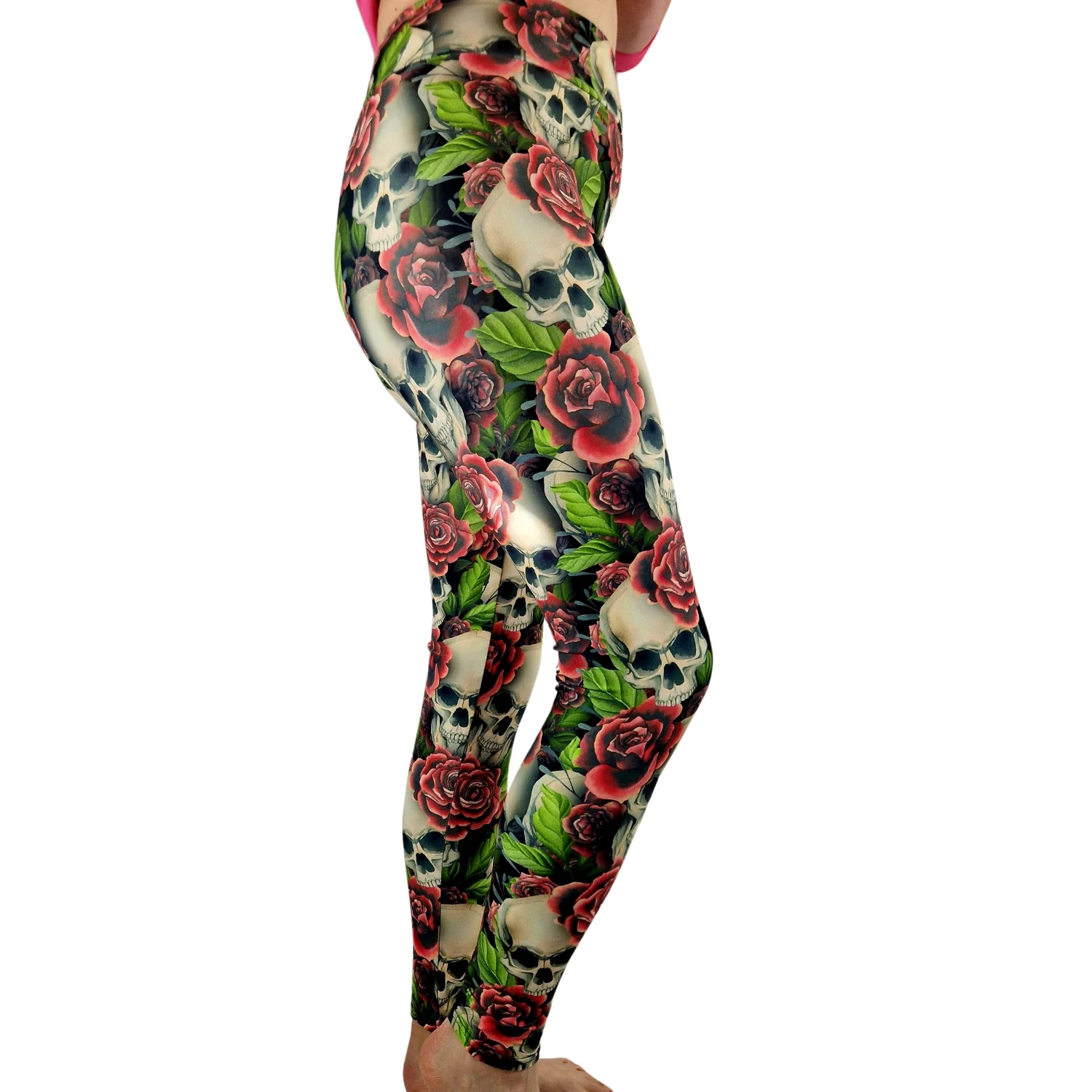 24/7 Full Length Leggings – Skull N Roses Pattern