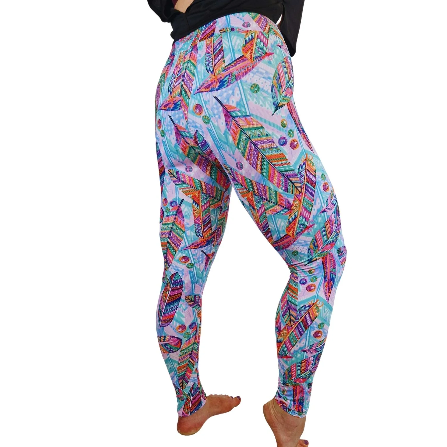 24/7 Full Length Leggings – Tribal Feathers - Image 2