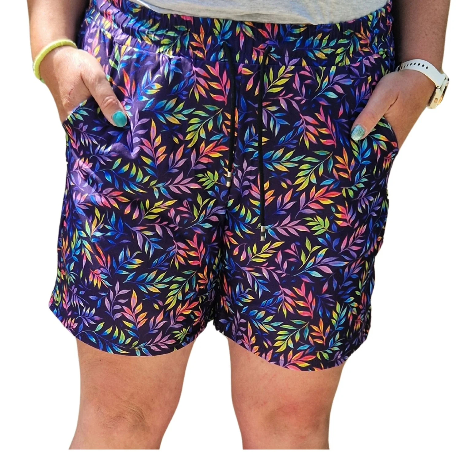 Jogger Shorts - Neon Leaves - Image 3