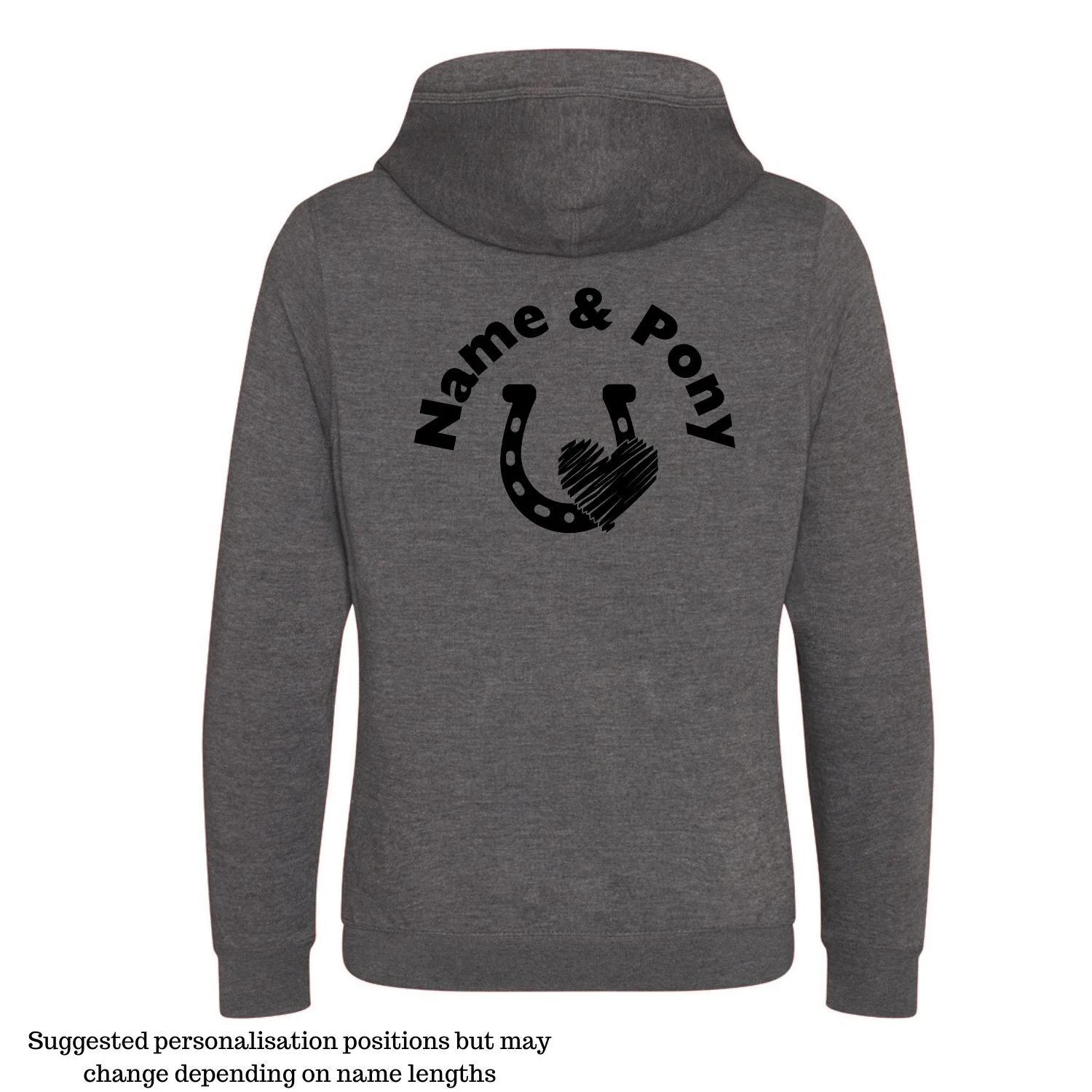 Personalised Cross-Neck Hoodie - Horse Shoe & Heart Design - Image 7