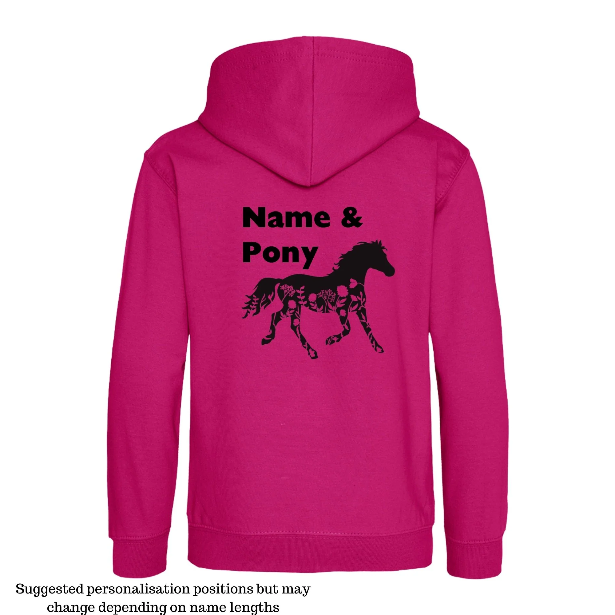 Personalised Equestrian Hoodie Kids - Floral Horse Design - Image 2