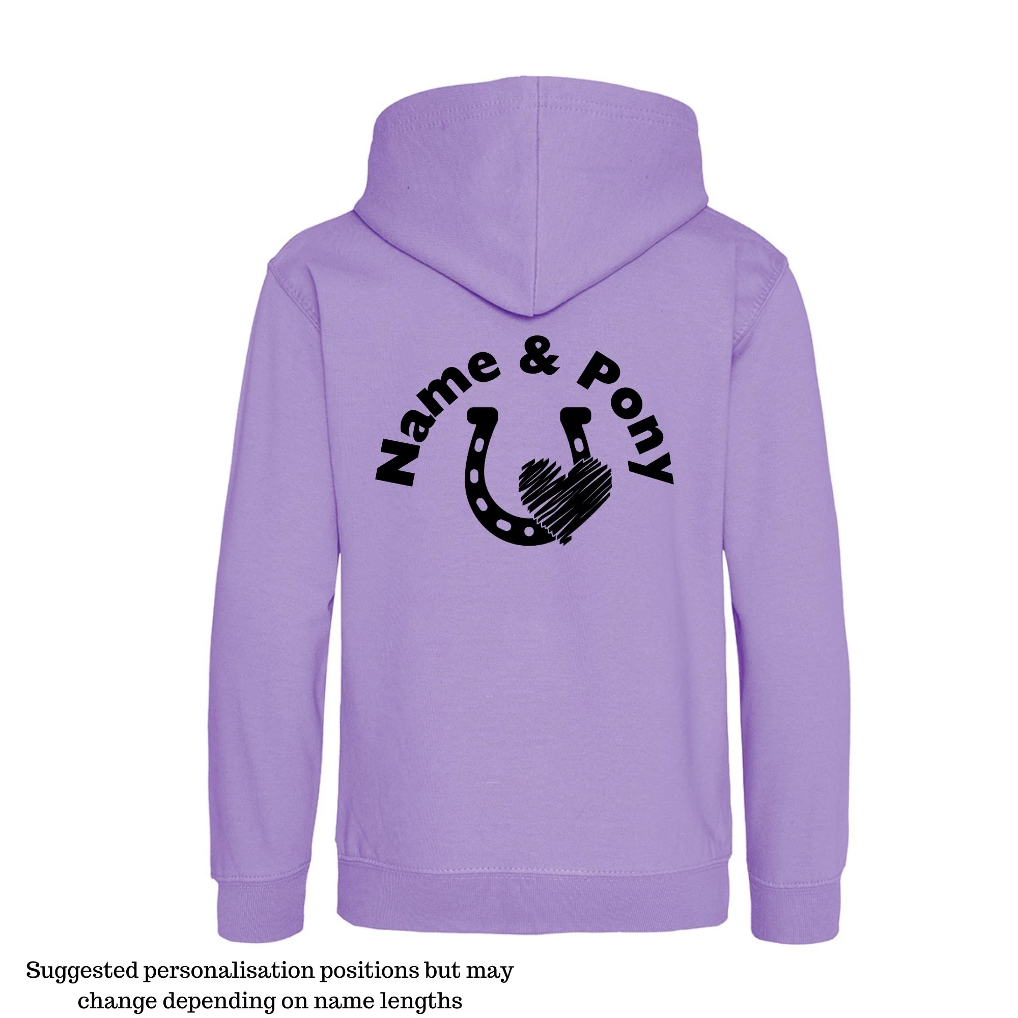 Personalised Equestrian Hoodie Kids - Horse Shoe & Heart Design - Image 3