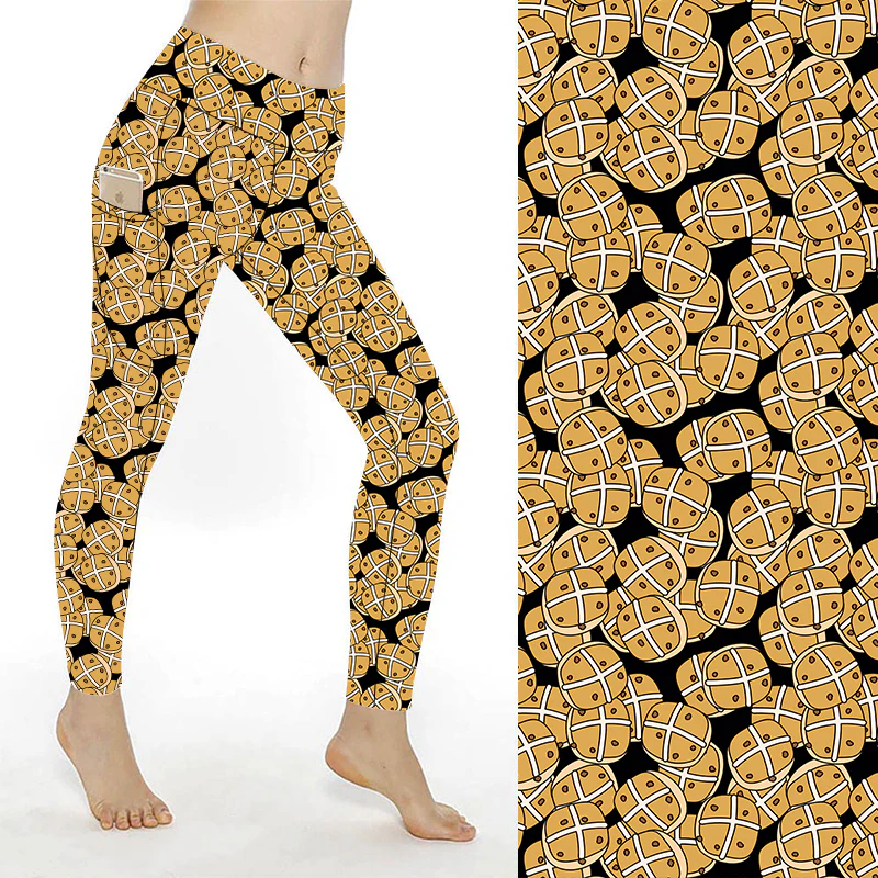 SCULPT Yoga Full Length Leggings - Easter Hot Cross Buns - Image 5