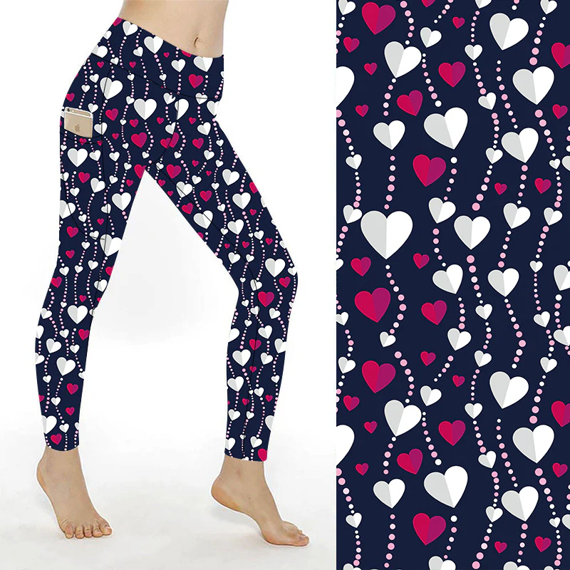 SCULPT Yoga Full Length Leggings - Valentines String of Hearts - Image 5