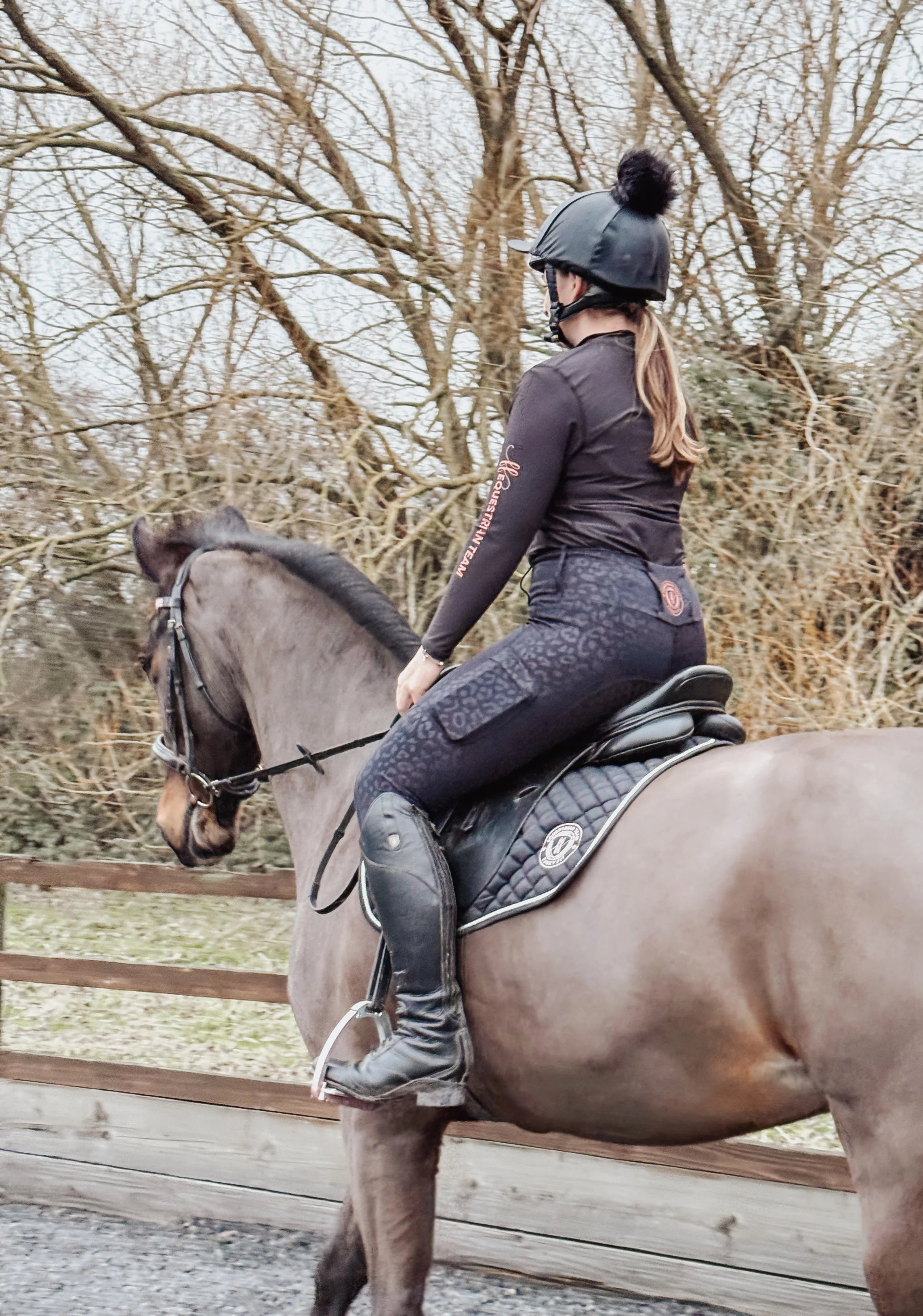 Team Long Sleeved Base Layer - Black & Rose (Adult & Kids) - Image 4